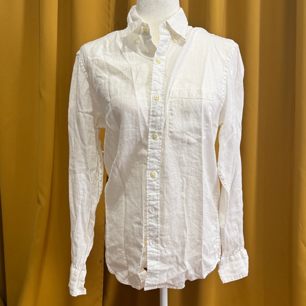 J. Crew White Casual - classic linen blend Button Down Shirt